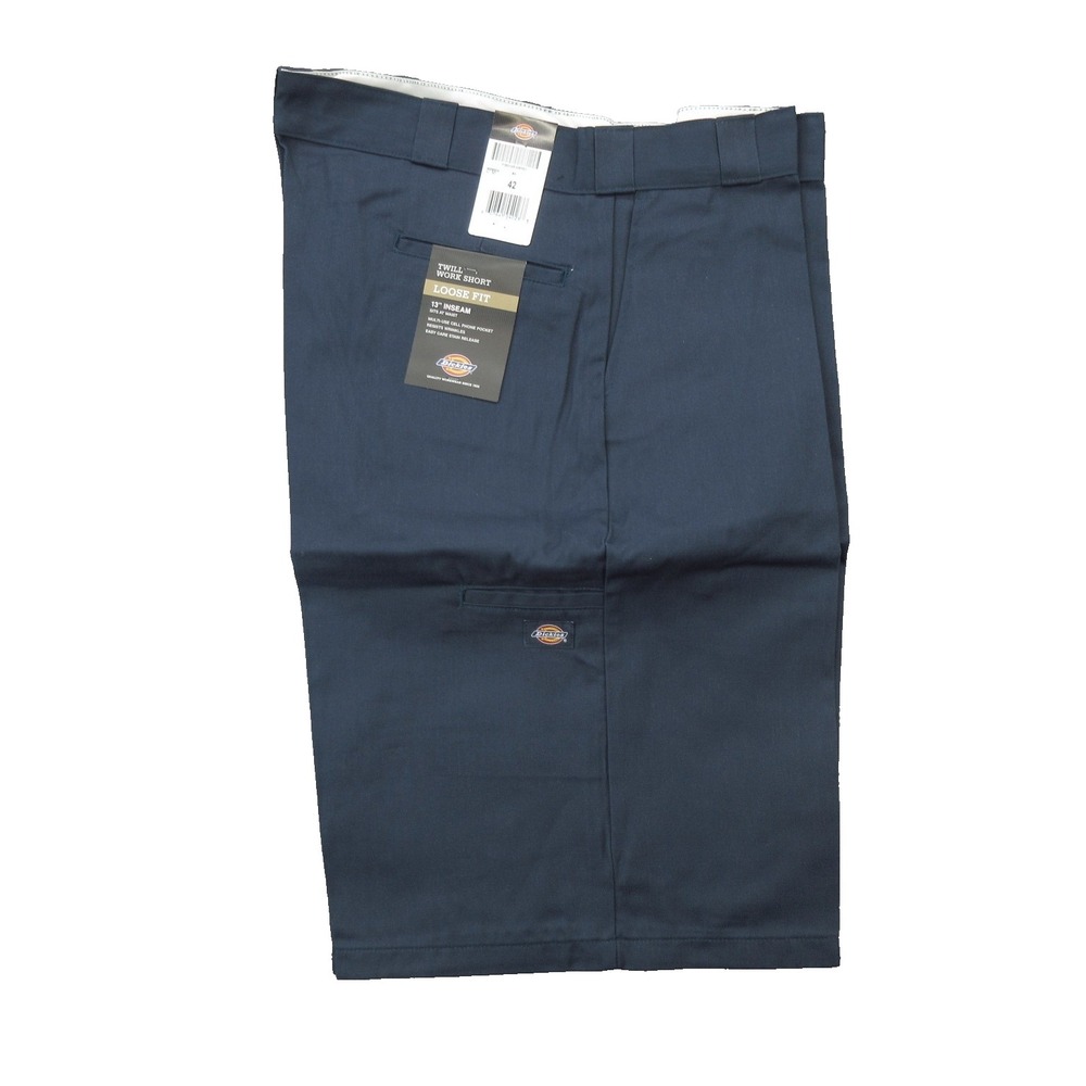 Dickies Shorts Mens 42 Navy Blue Loose Fit Twill Work 13 Inch Inseam Cell Pocket
